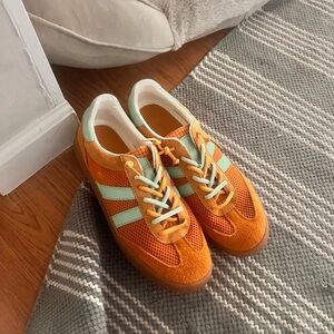 Steve Madden Verdict Orange Multi Suede Lace-Up Sneakers Life of a Showgirl Vibe